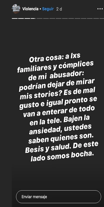 Con este mensaje Miss Bolivia hizo público el acoso que sufre por parte de los amigos y conocidos de su "abusador". 