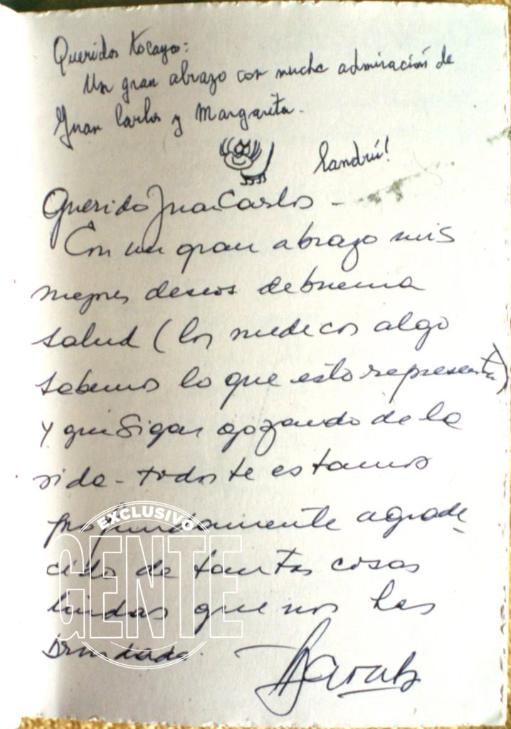 Dedicatoria que escribió para el cumpleaños de Juan Carlos Saravia, creador de Los Chalchaleros, con quien cultivó una profunda amistad. 