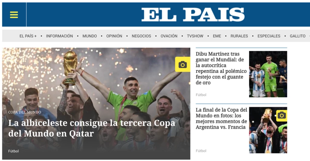El País de Uruguay cubre el título de Argentina en Qatar