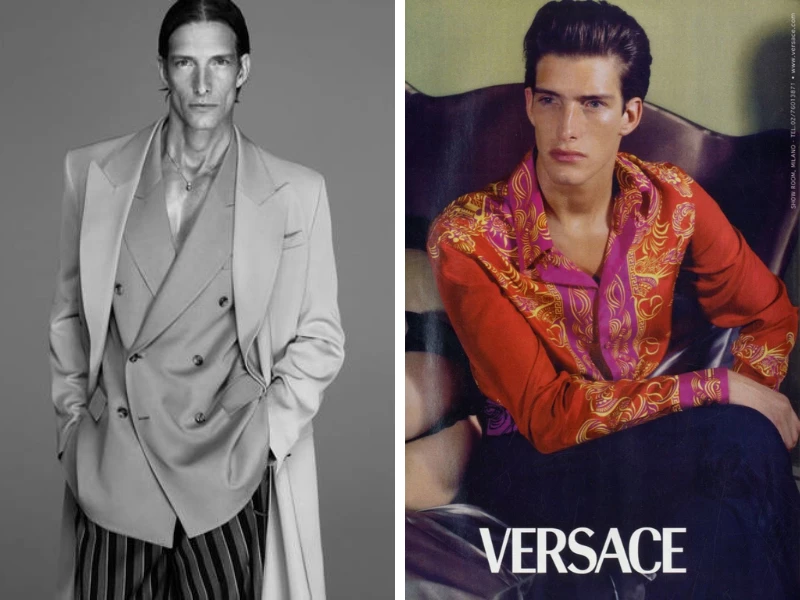 Iván de Pineda para la campaña primavera-verano de Versace 2023 y 1996.

