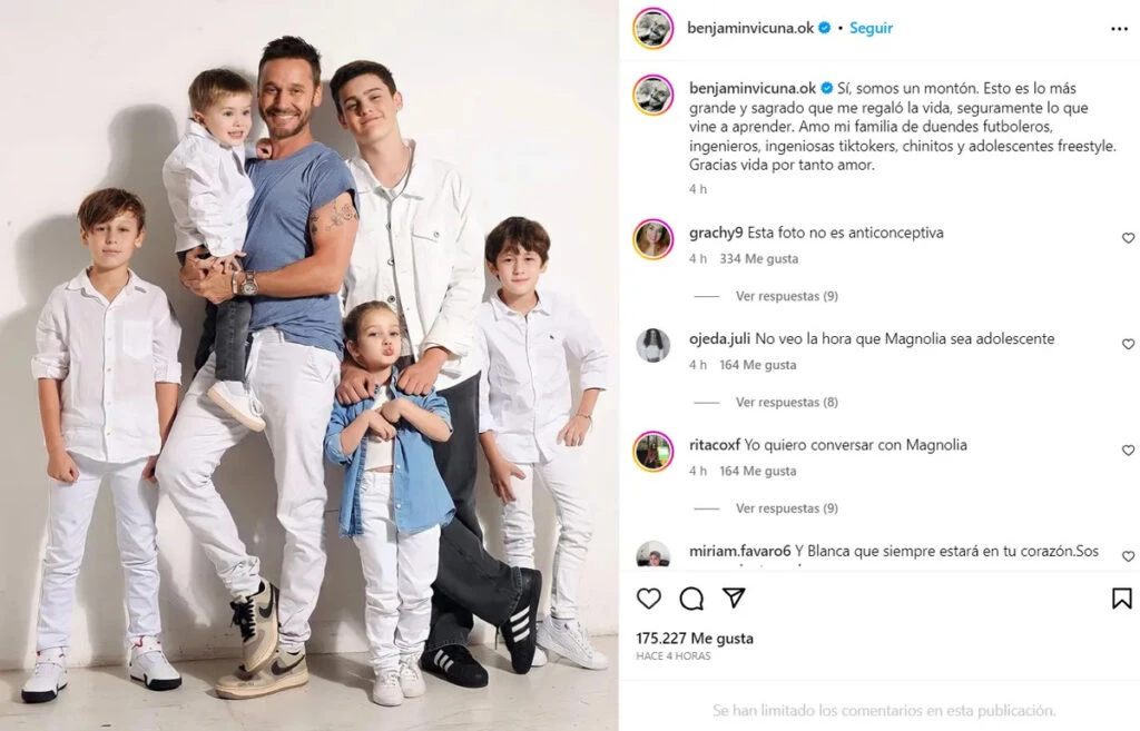 El tierno posteo de Benjamín Vicuña en Instagram.
